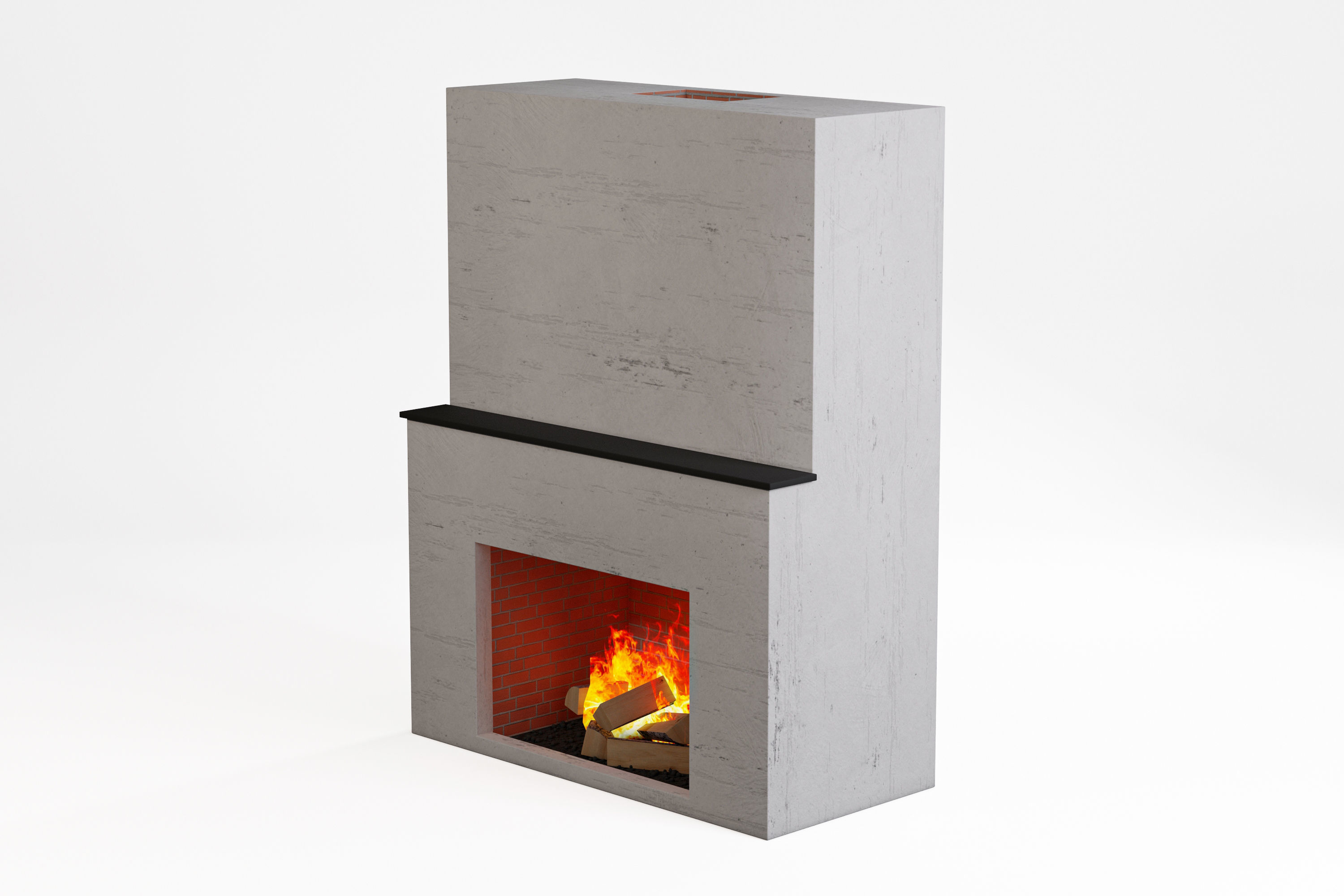 Fireplace with fire in it Low-poly 3D model_15