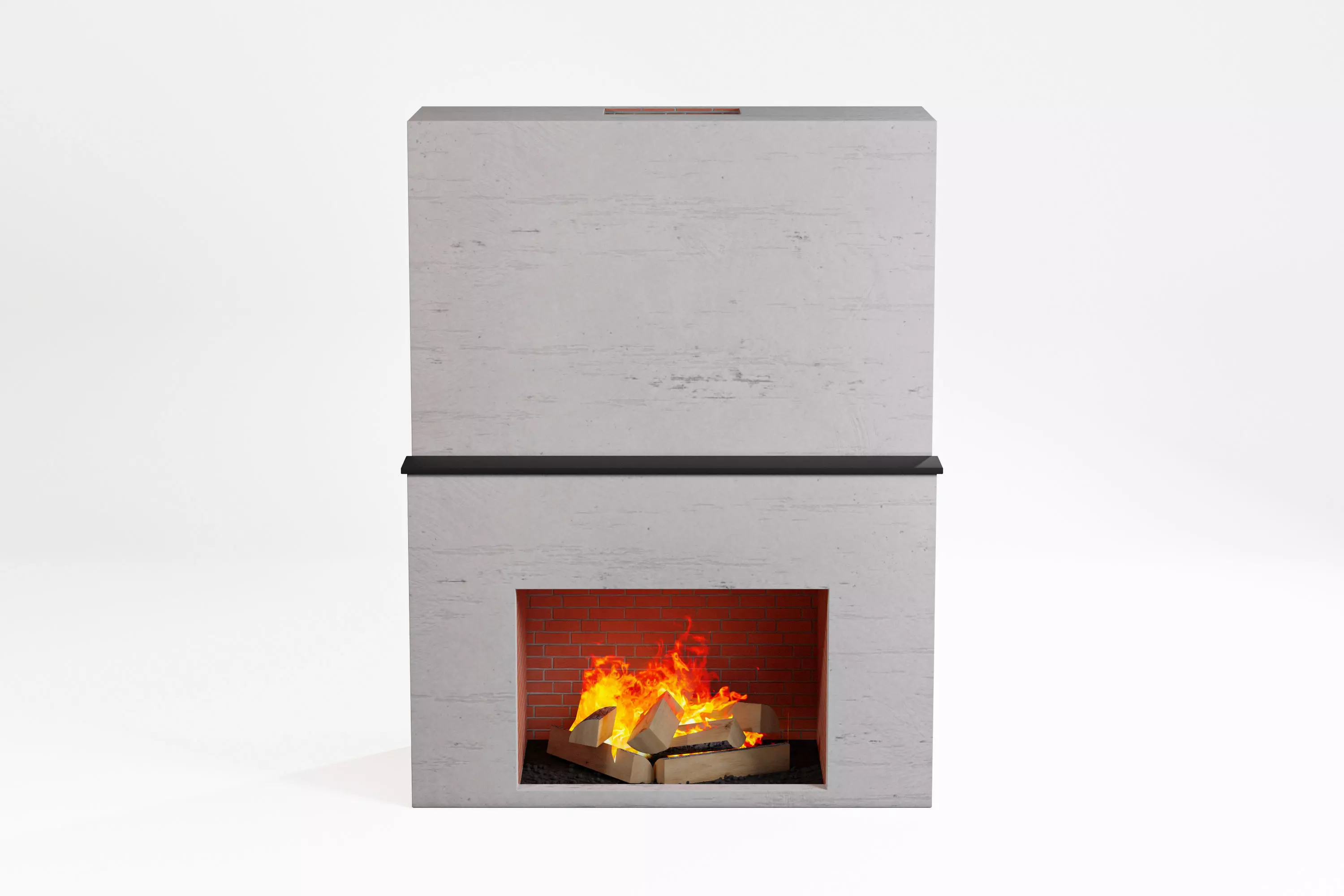 Fireplace with fire in it Low-poly 3D model_0