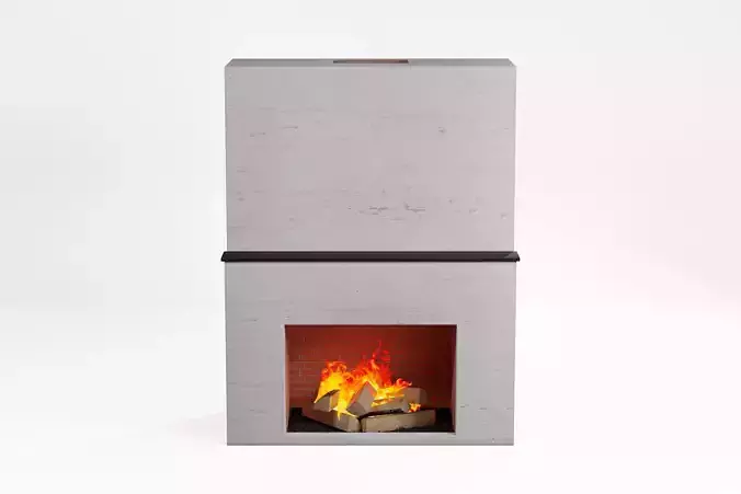 Fireplace with fire in it Low-poly 3D model