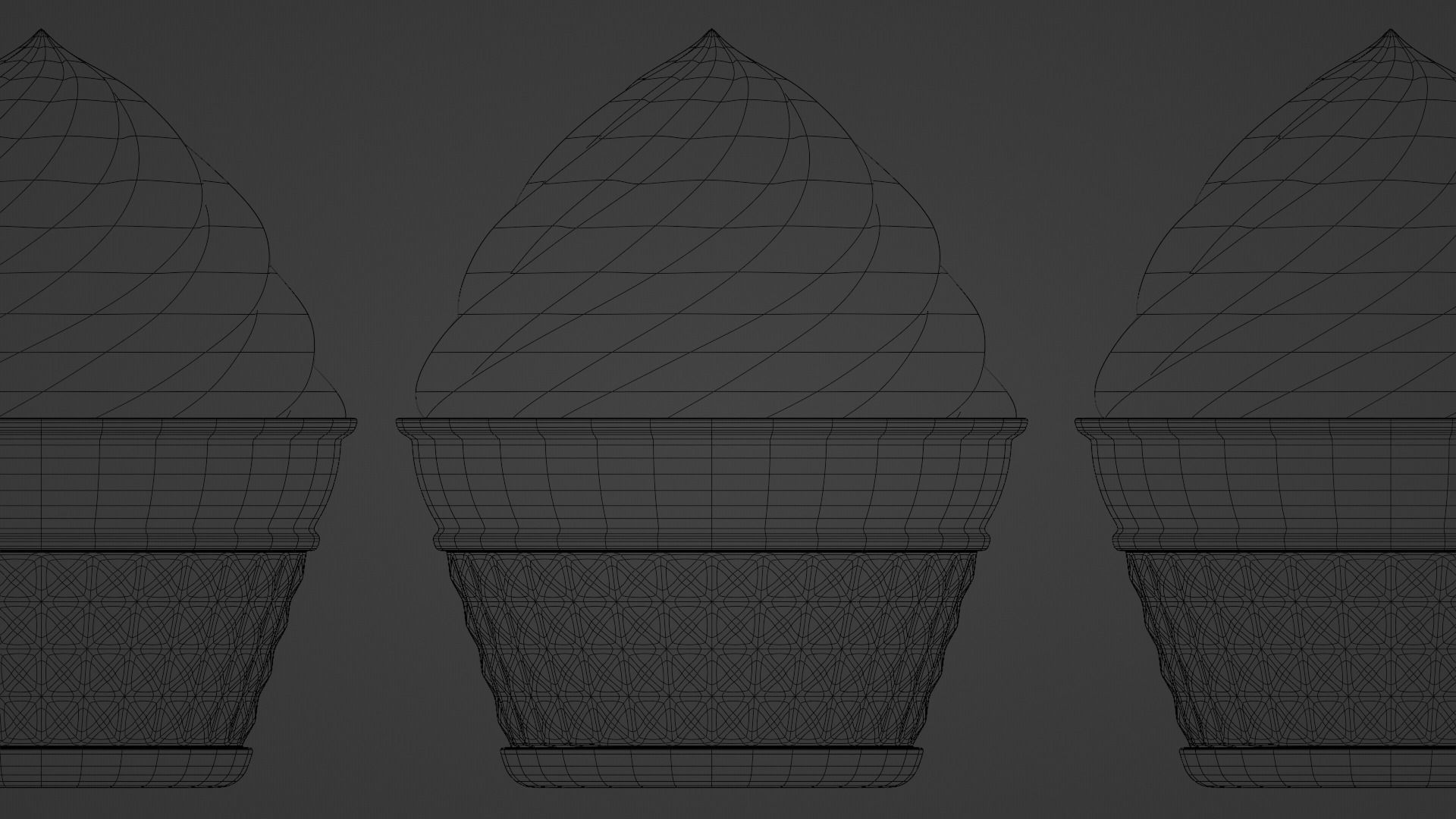Cupcakes ice cream cone in cup Low-poly 3D model_7