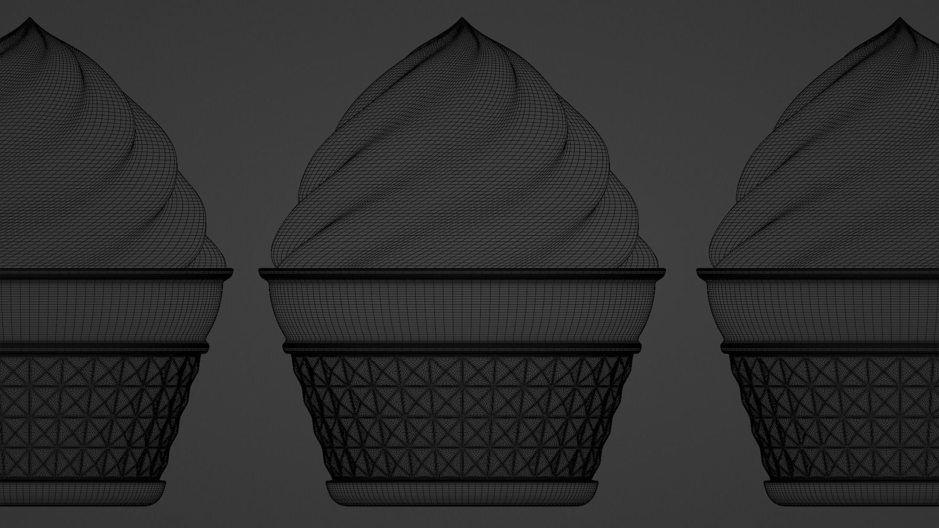 Cupcakes ice cream cone in cup Low-poly 3D model_11