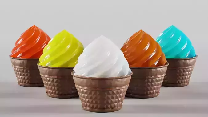 Cupcakes ice cream cone in cup Low-poly 3D model