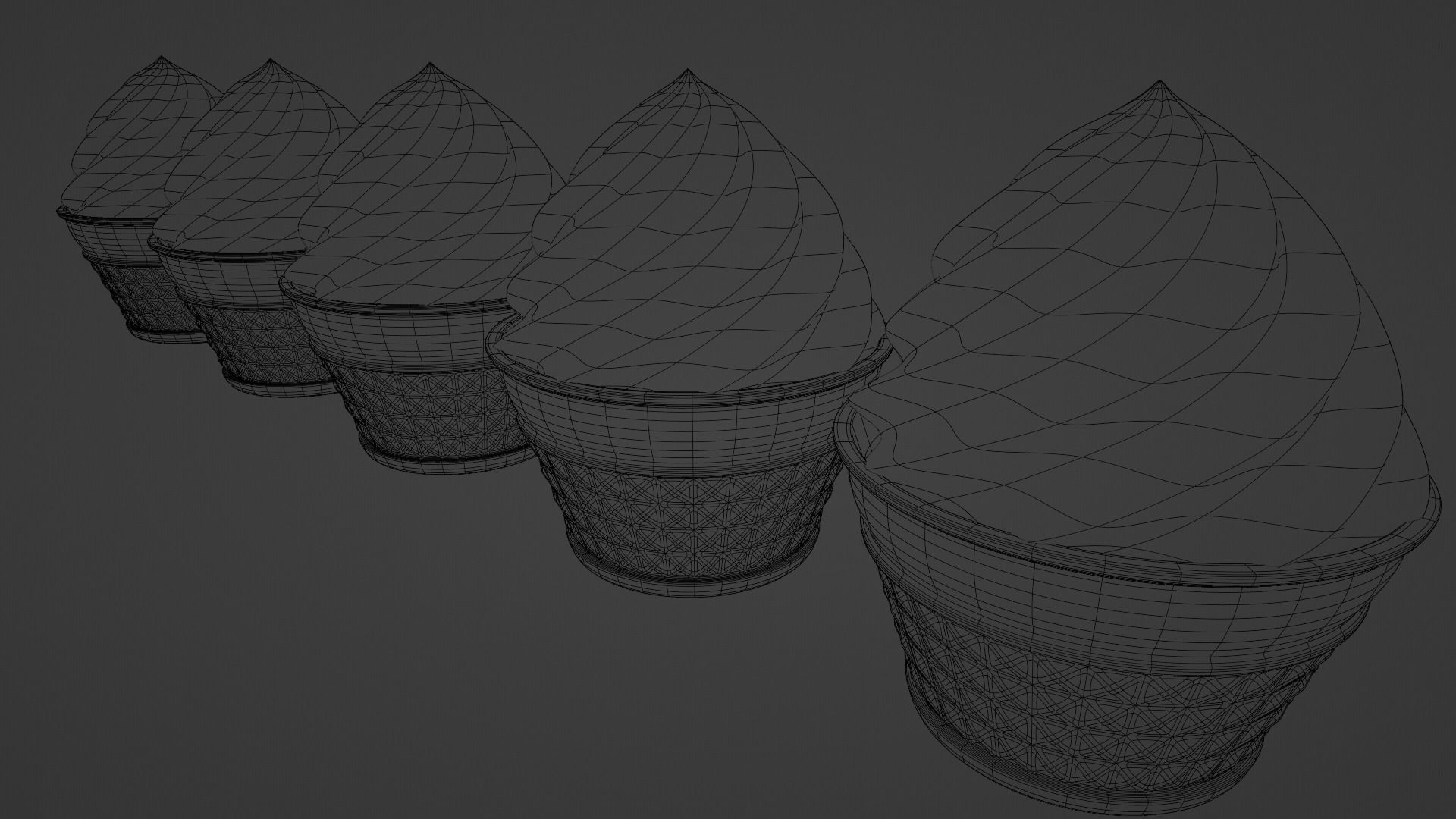 Cupcakes ice cream cone in cup Low-poly 3D model_8