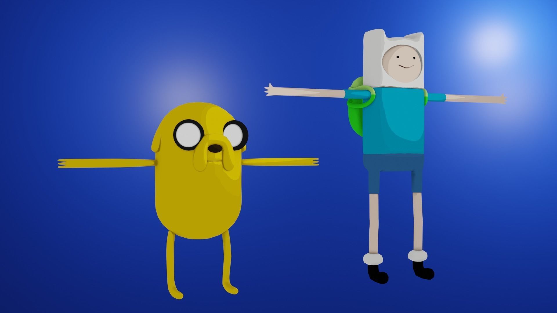 Finn and Jake Rigged models Low-poly 3D model_4