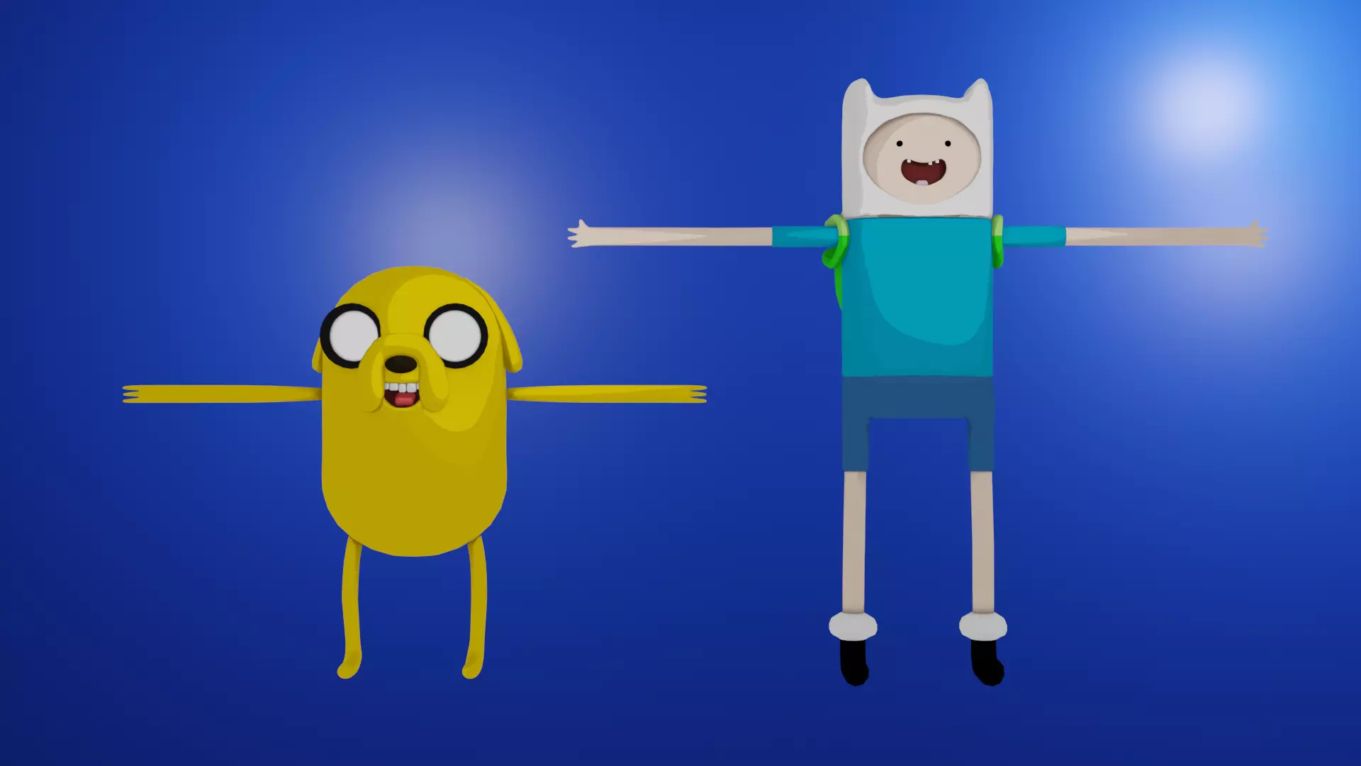 Finn and Jake Rigged models Low-poly 3D model_0