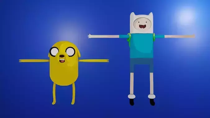 Finn and Jake Rigged models Low-poly 3D model
