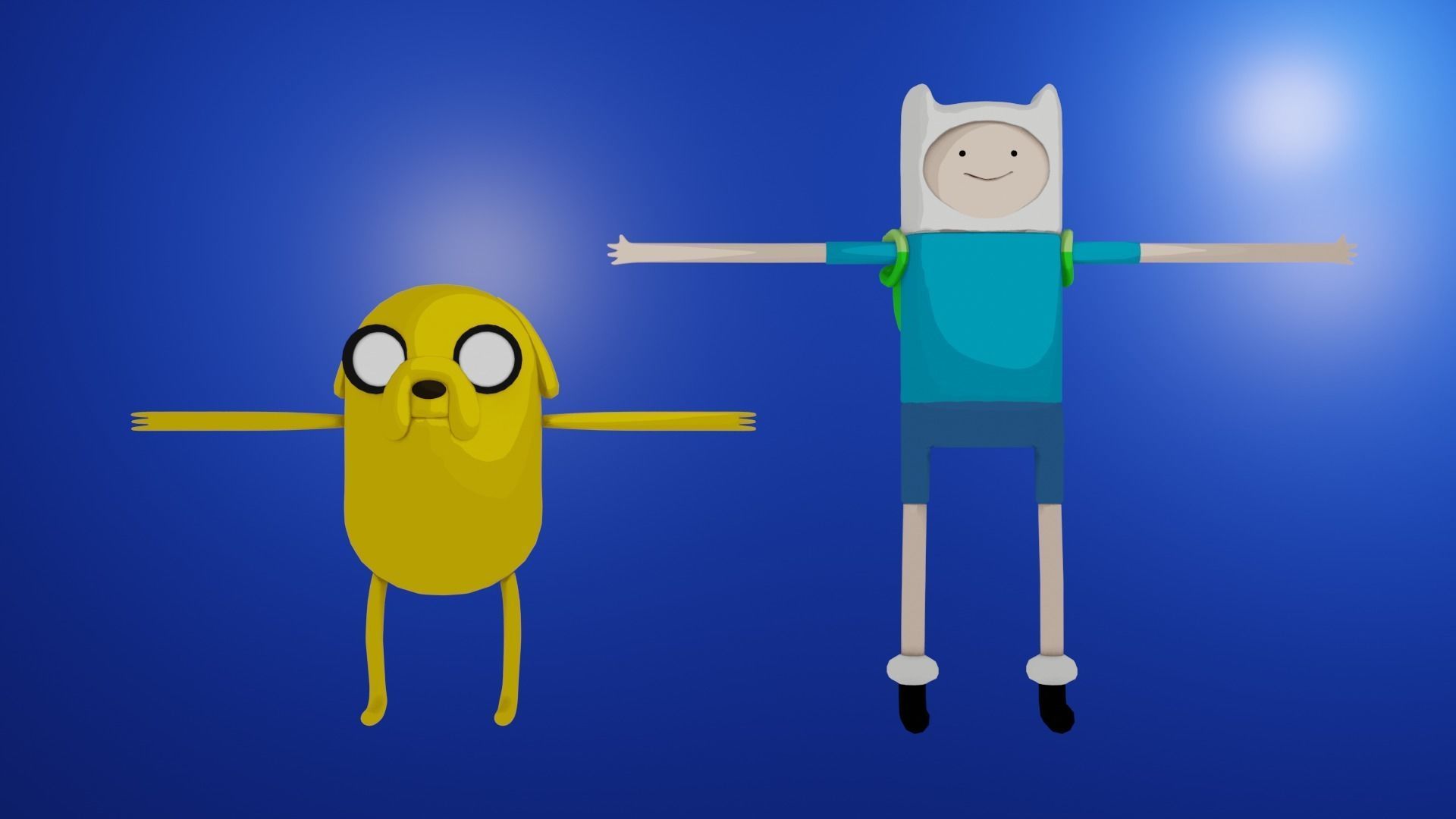 Finn and Jake Rigged models Low-poly 3D model_3