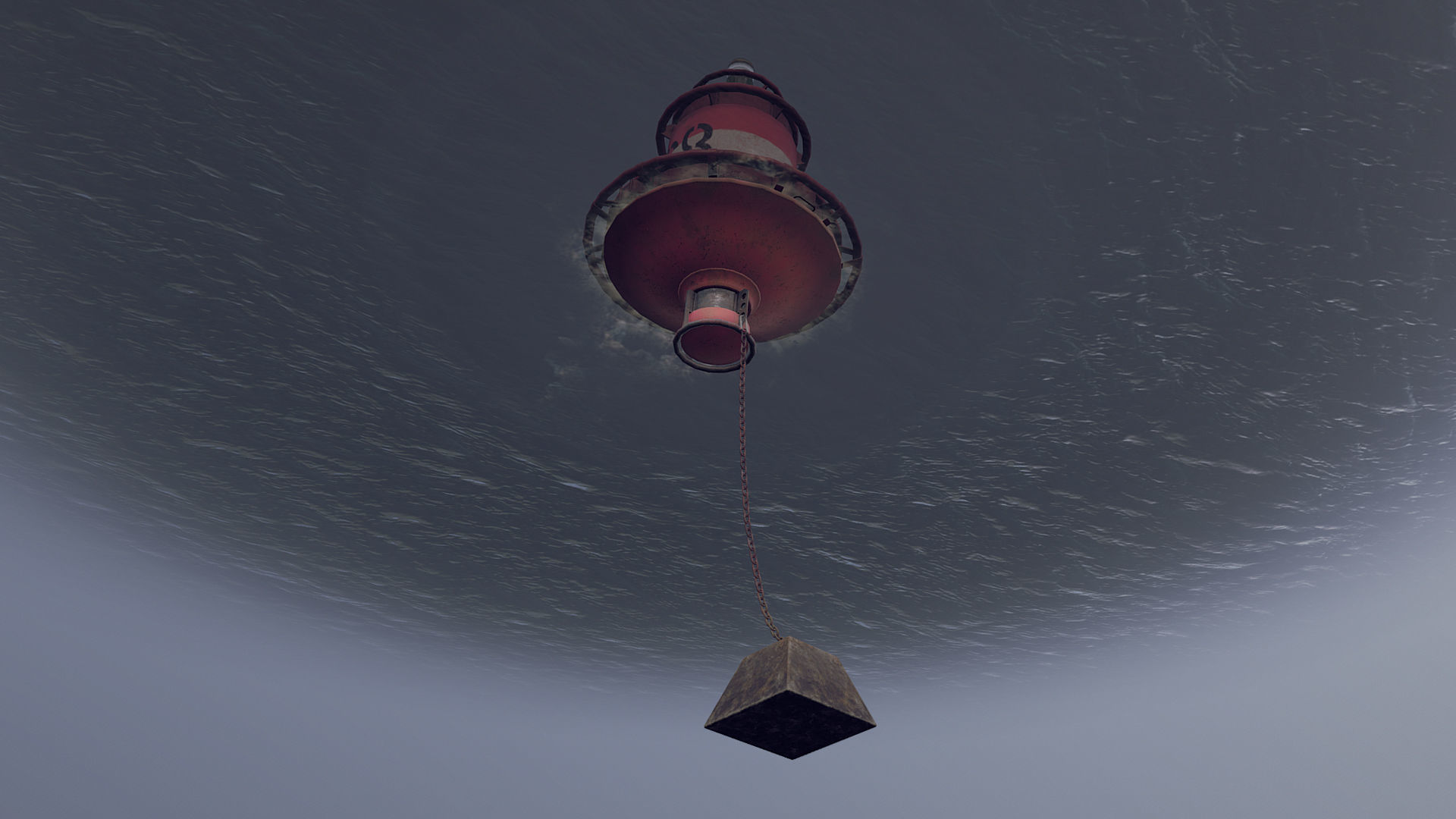 Buoy River RB-4-02 Right Turn Mark Low-poly 3D model_6