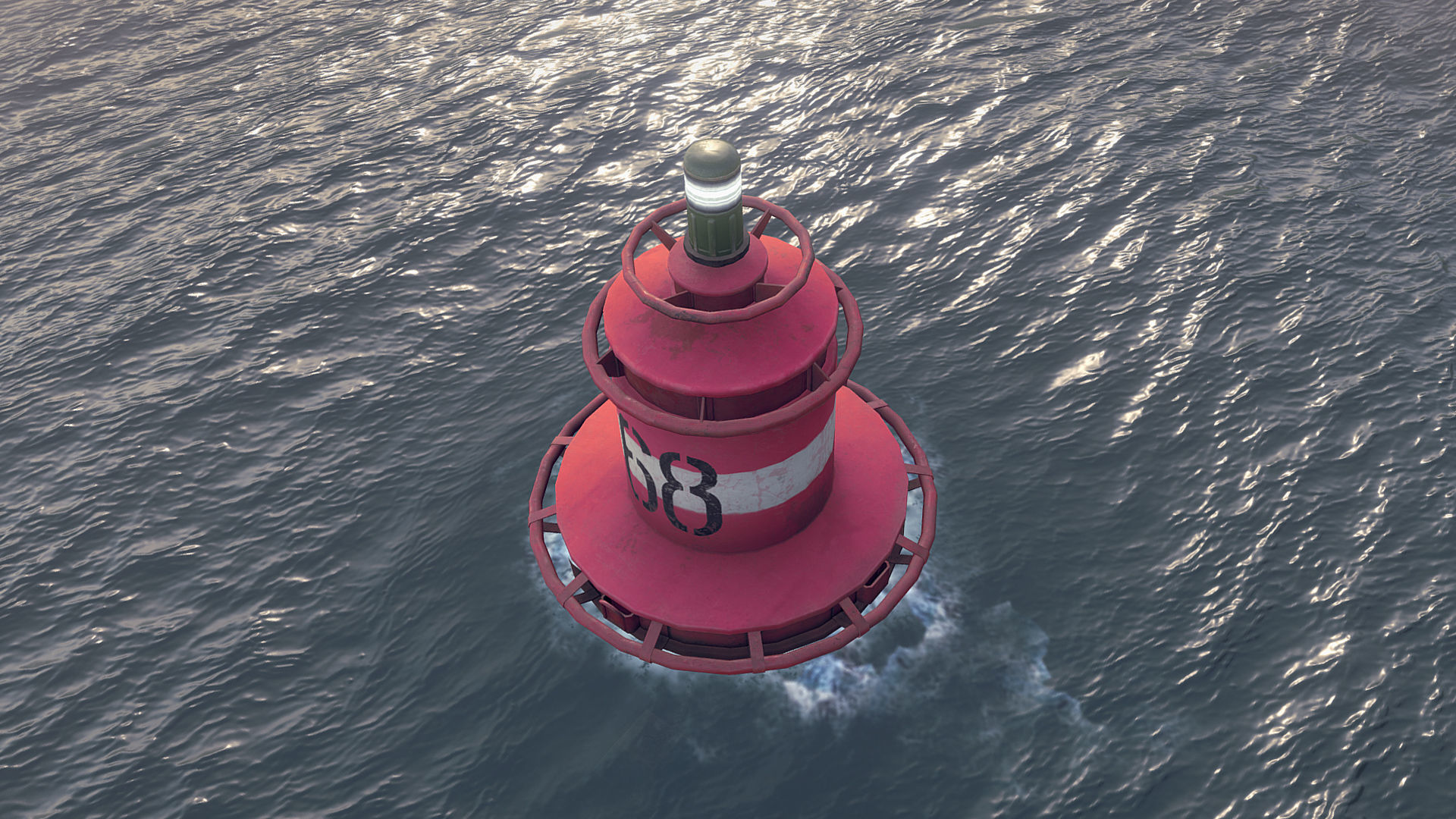 Buoy River RB-4-02 Right Turn Mark Low-poly 3D model_3
