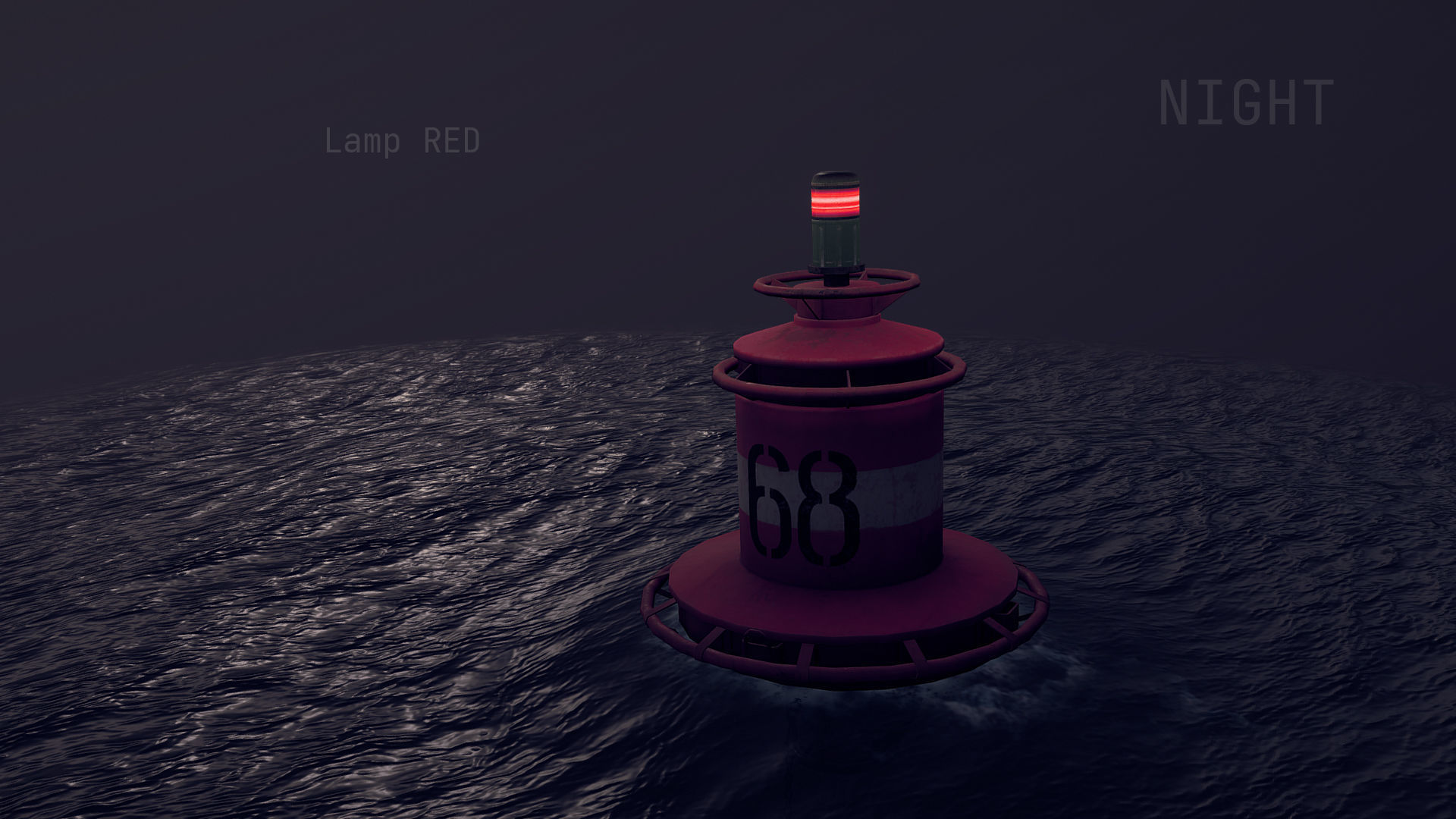 Buoy River RB-4-02 Right Turn Mark Low-poly 3D model_12