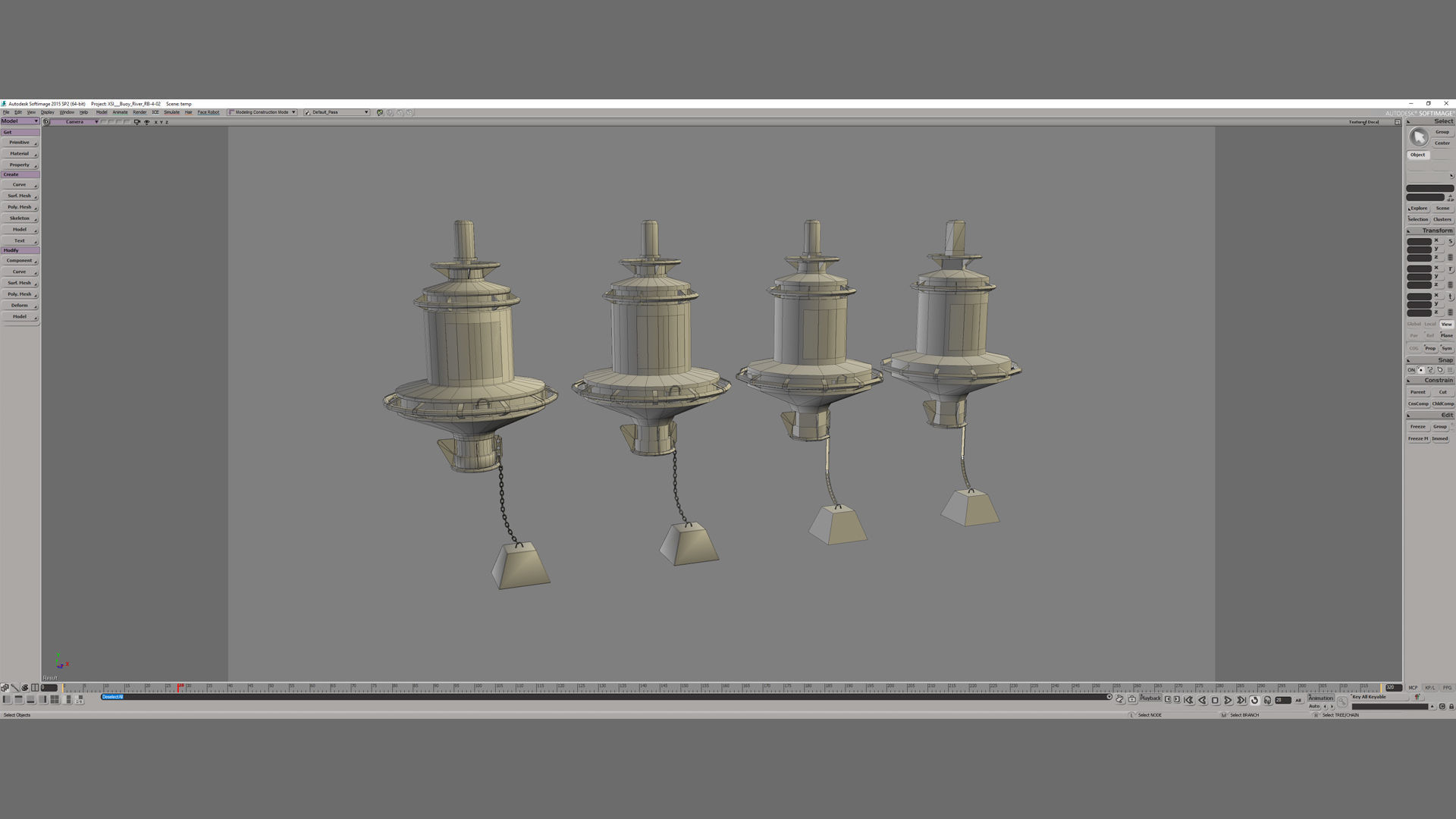 Buoy River RB-4-02 Right Turn Mark Low-poly 3D model_25