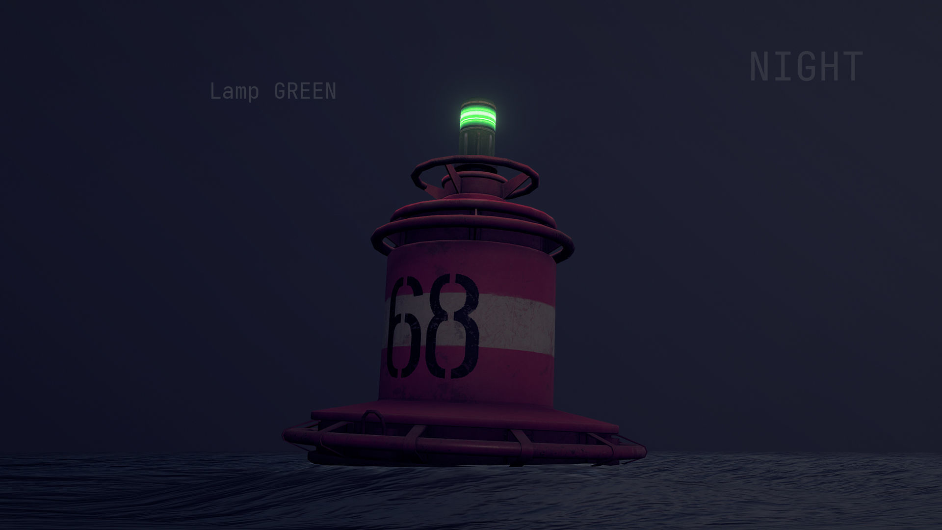 Buoy River RB-4-02 Right Turn Mark Low-poly 3D model_13