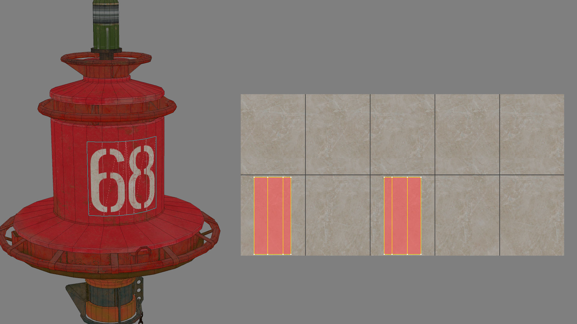 Buoy River RB-4-02 Right Turn Mark Low-poly 3D model_27