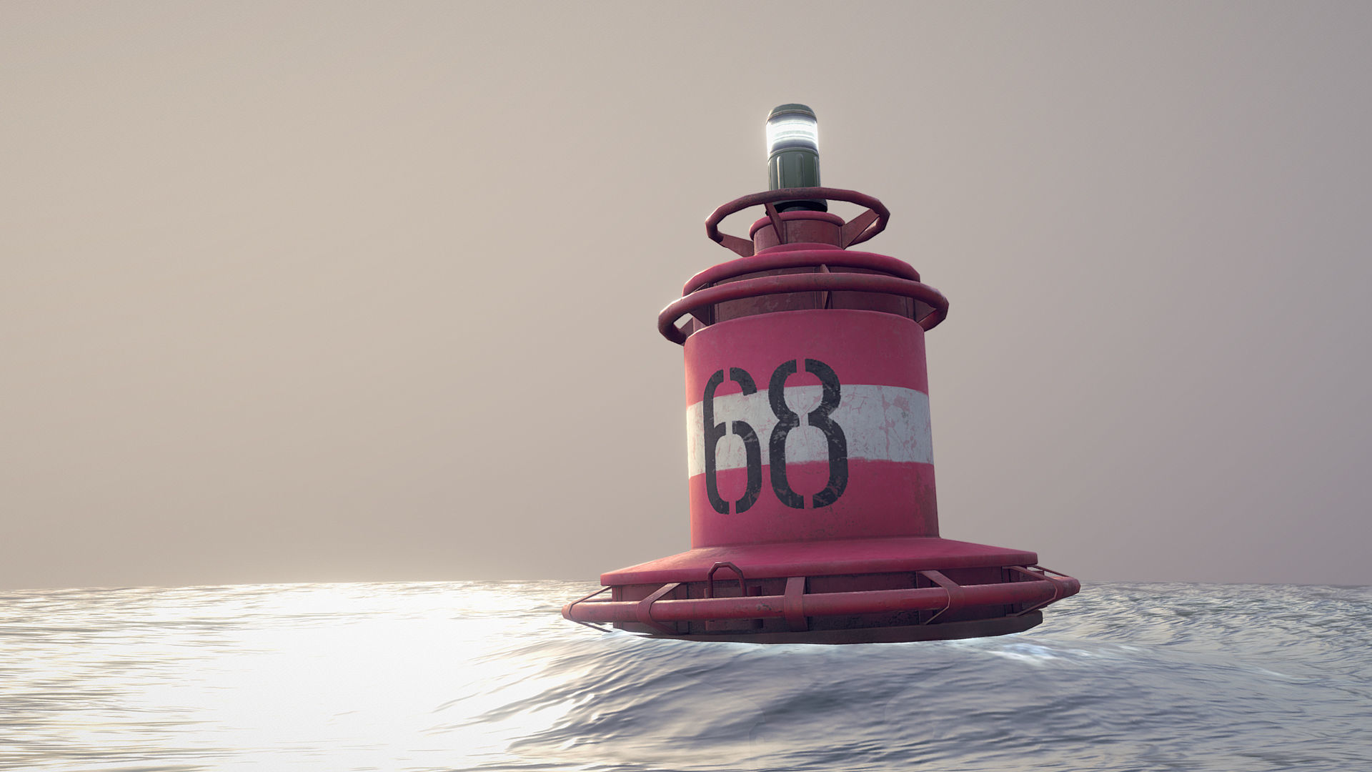 Buoy River RB-4-02 Right Turn Mark Low-poly 3D model_4