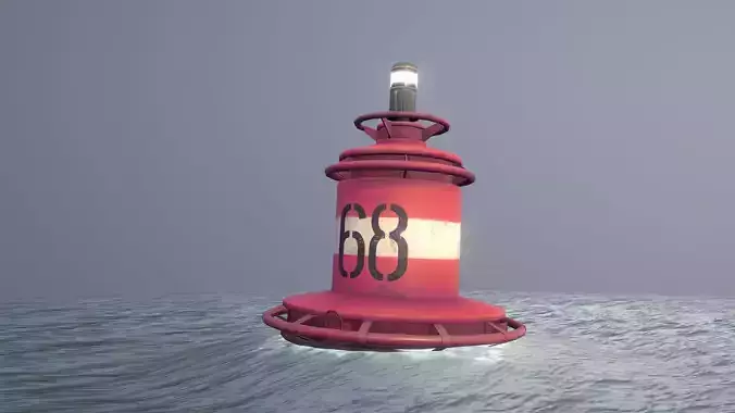 Buoy River RB-4-02 Right Turn Mark Low-poly 3D model