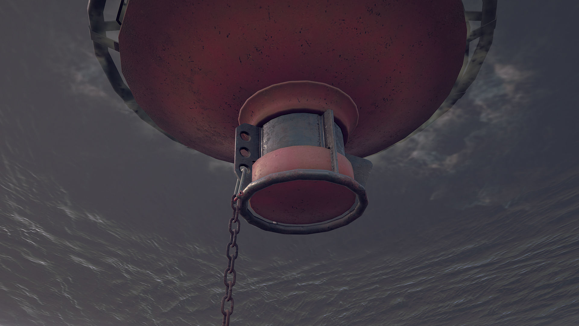 Buoy River RB-4-02 Right Turn Mark Low-poly 3D model_9