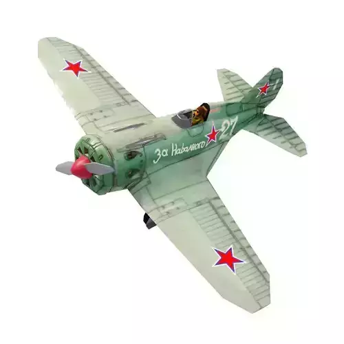 Polikarpov I-16 Donkey WW2 fighter Low-poly 3D model