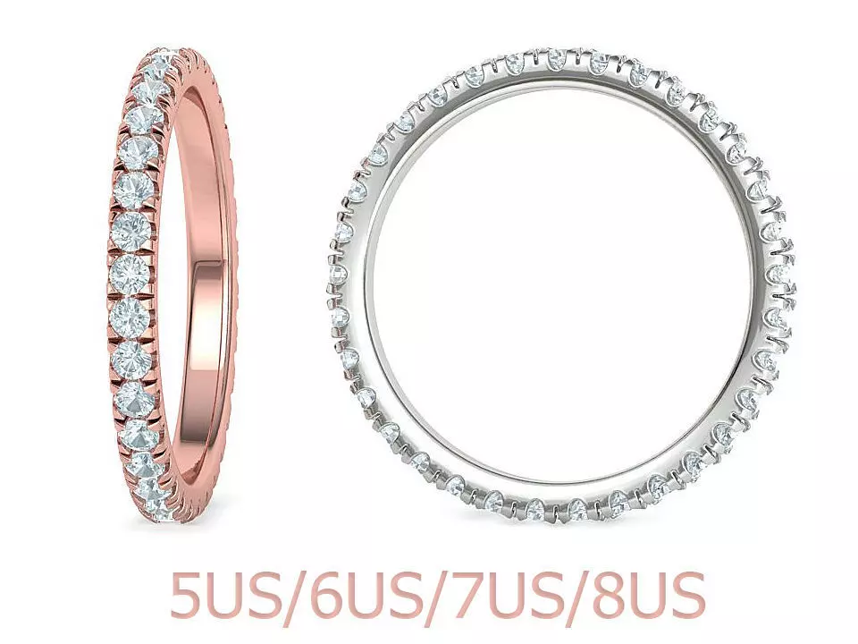 Diamond  Full Eternity Ring French Pave Setting 3Dmodels 3D print model_0