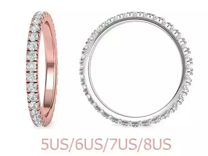 Diamond  Full Eternity Ring French Pave Setting 3Dmodels 3D print model