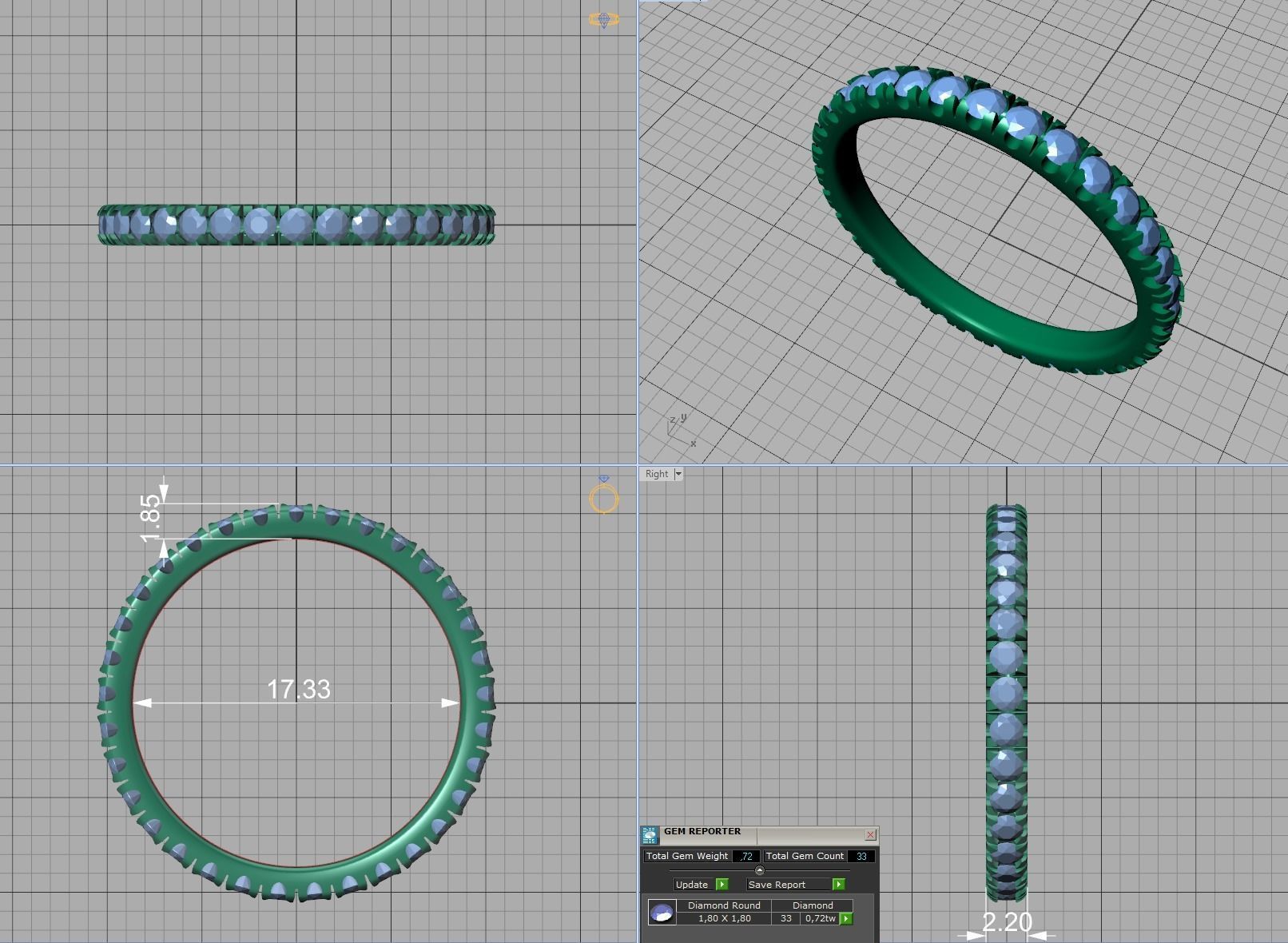 Diamond  Full Eternity Ring French Pave Setting 3Dmodels 3D print model_9