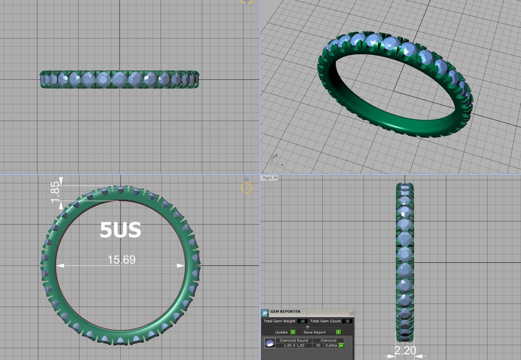 Diamond  Full Eternity Ring French Pave Setting 3Dmodels 3D print model_7