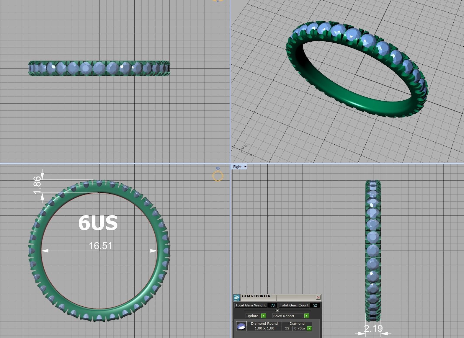 Diamond  Full Eternity Ring French Pave Setting 3Dmodels 3D print model_8