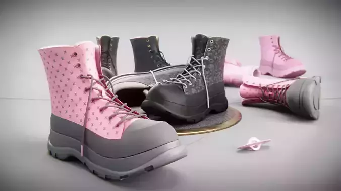 PBR lowpoly Urban footware boots Bundle