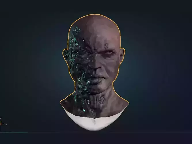 3D Colored Angry Horror Zombie Head