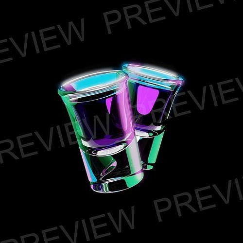 Animated HD Shots Glass Icon Low-poly 3D model