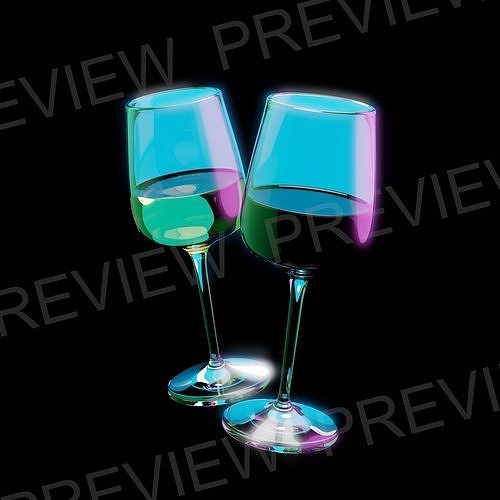 Animaged HD Wine Glass Icon Low-poly 3D model