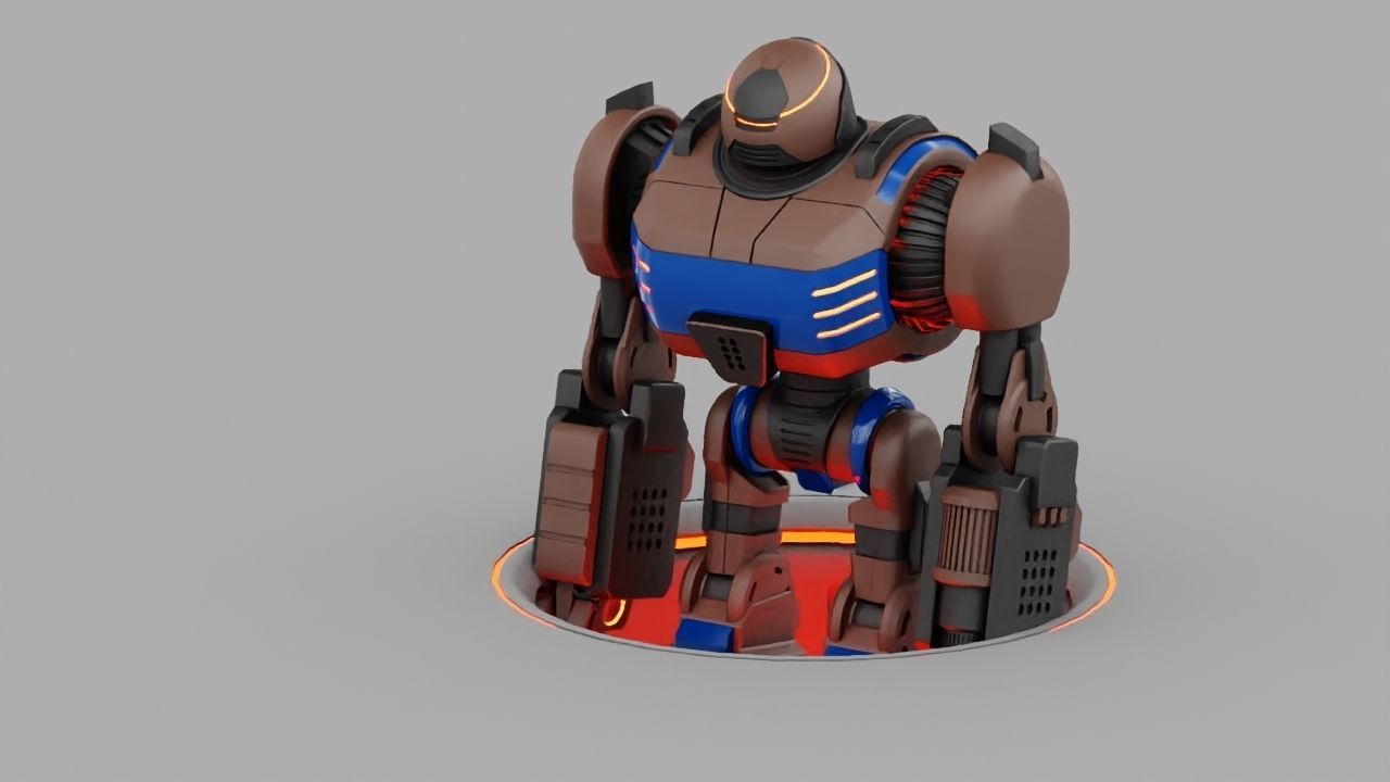 Combat robot rigged - animated character 3D model_5
