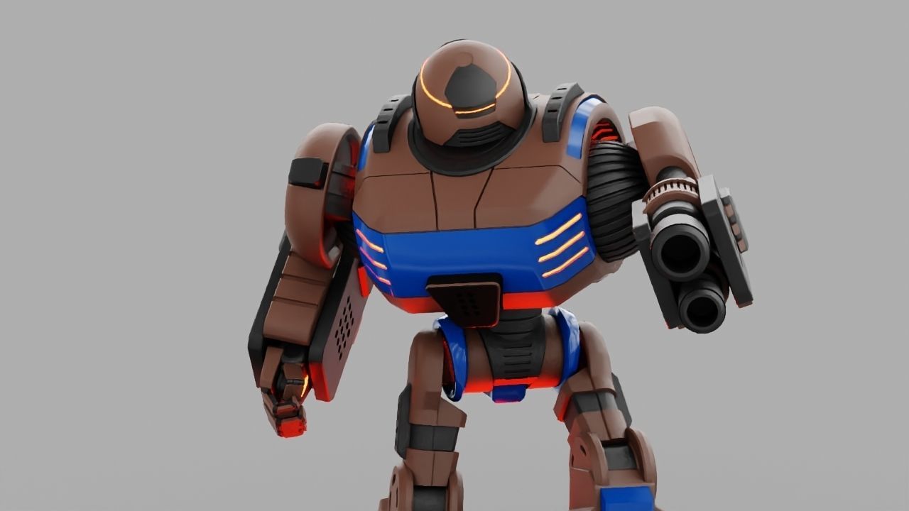 Combat robot rigged - animated character 3D model_6
