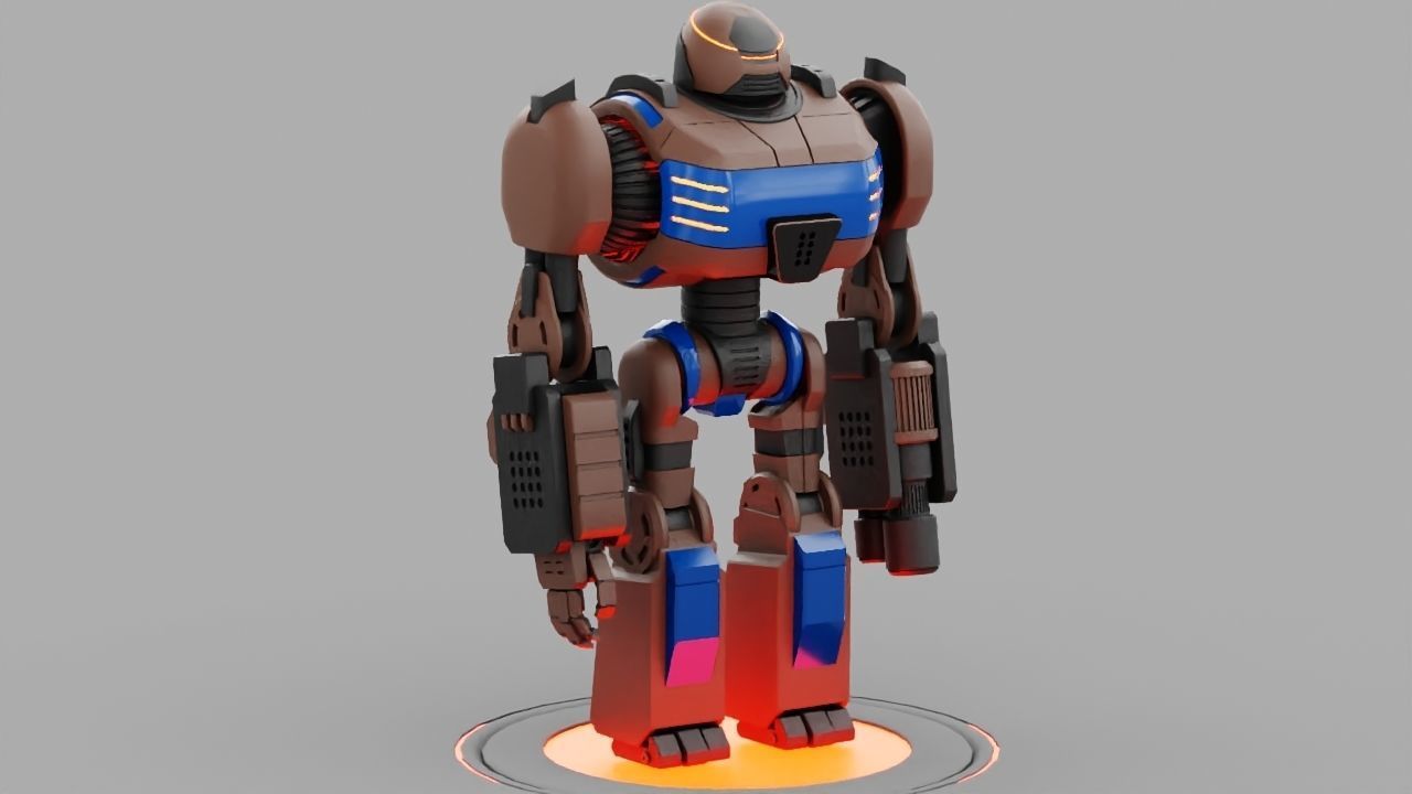 Combat robot rigged - animated character 3D model_7