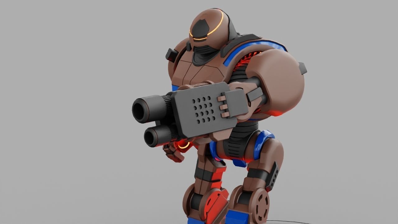 Combat robot rigged - animated character 3D model_11