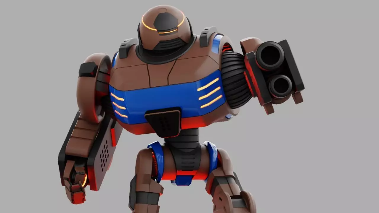 Combat robot rigged - animated character 3D model_0
