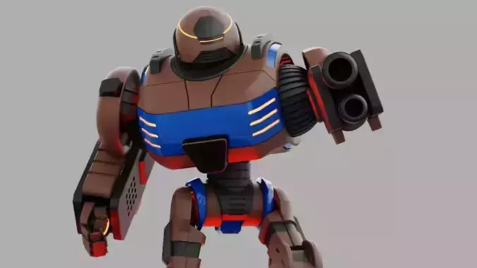 Combat robot rigged - animated character