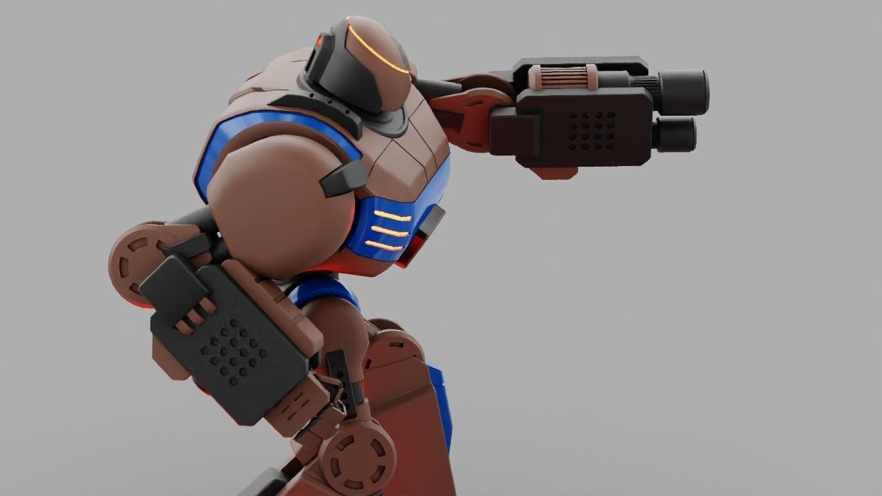 Combat robot rigged - animated character 3D model_3