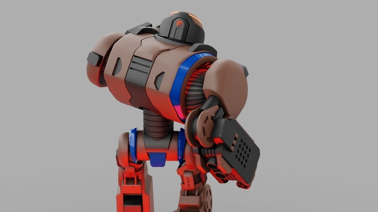 Combat robot rigged - animated character 3D model_2