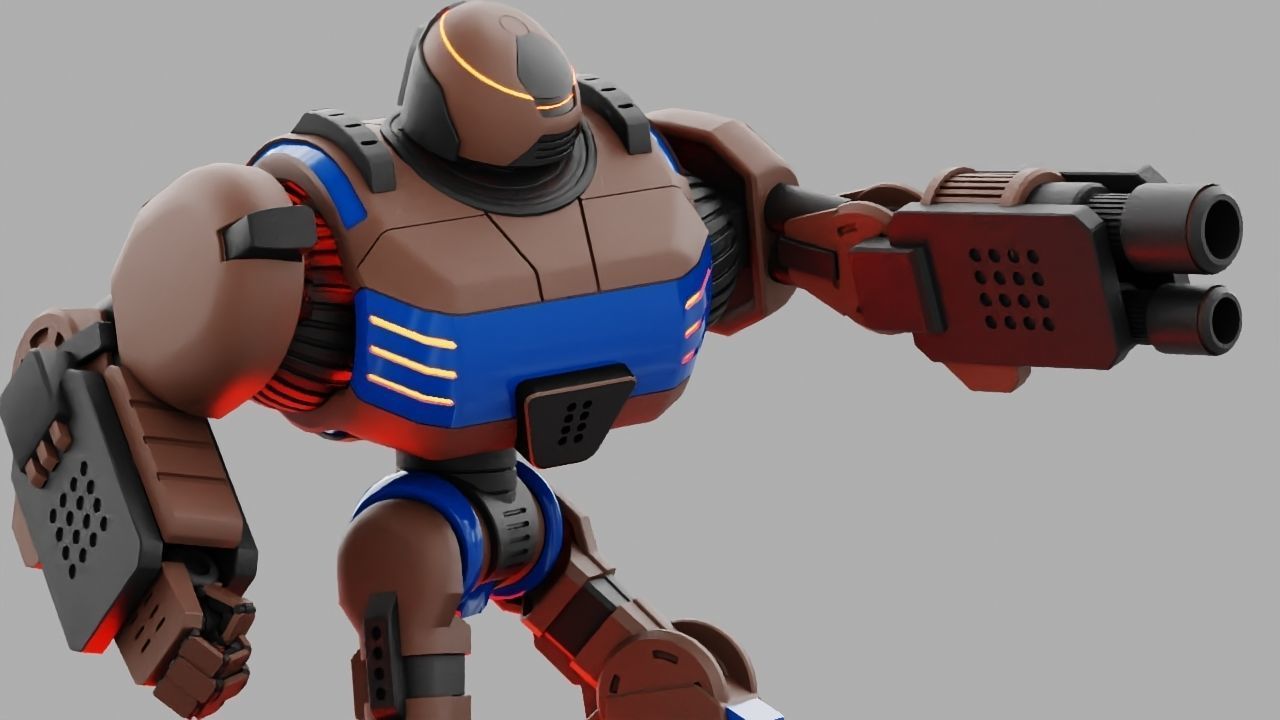 Combat robot rigged - animated character 3D model_4