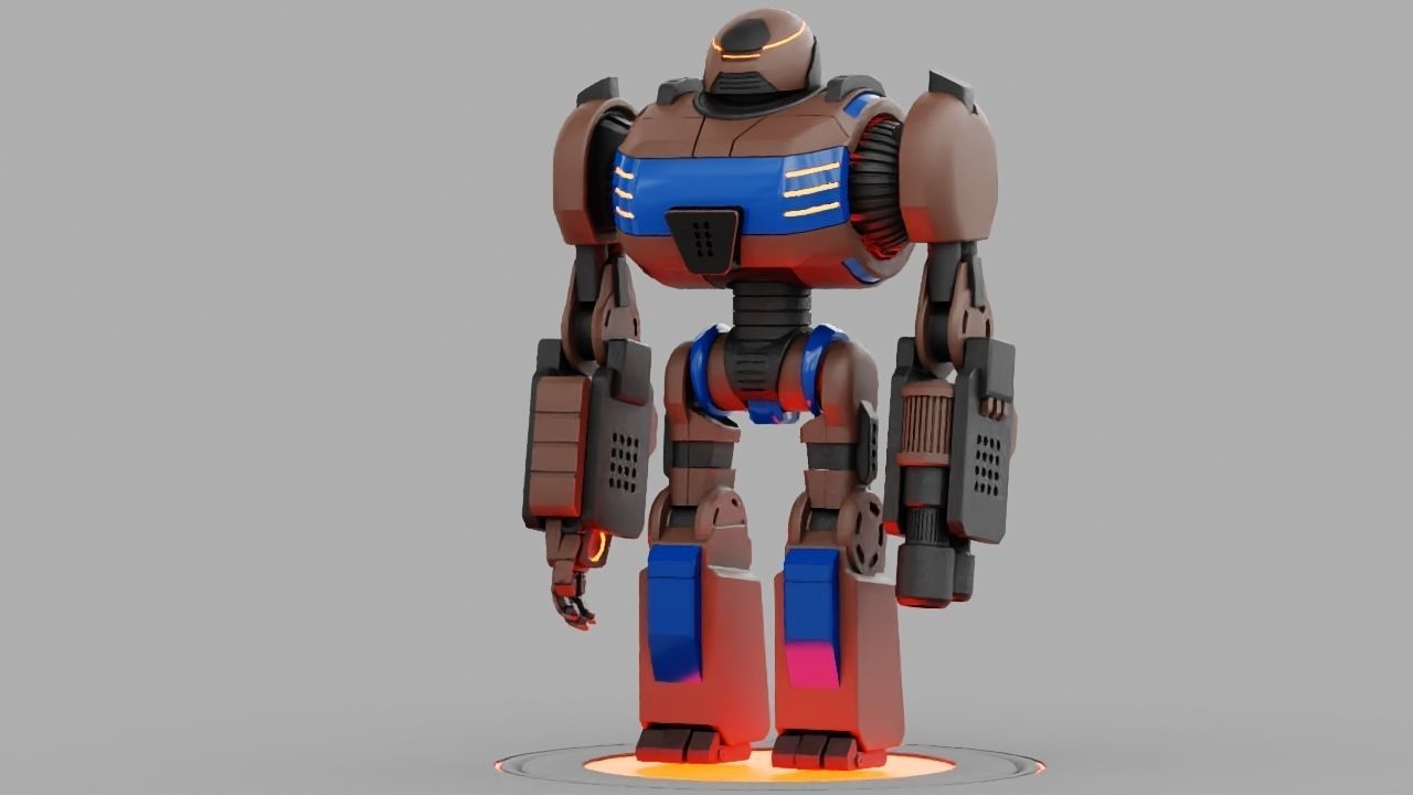 Combat robot rigged - animated character 3D model_1