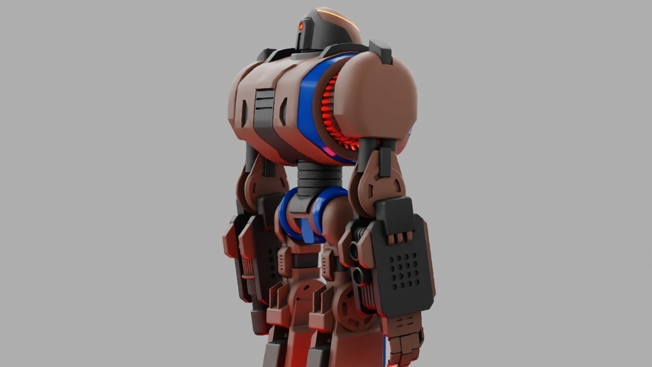 Combat robot rigged - animated character 3D model_10
