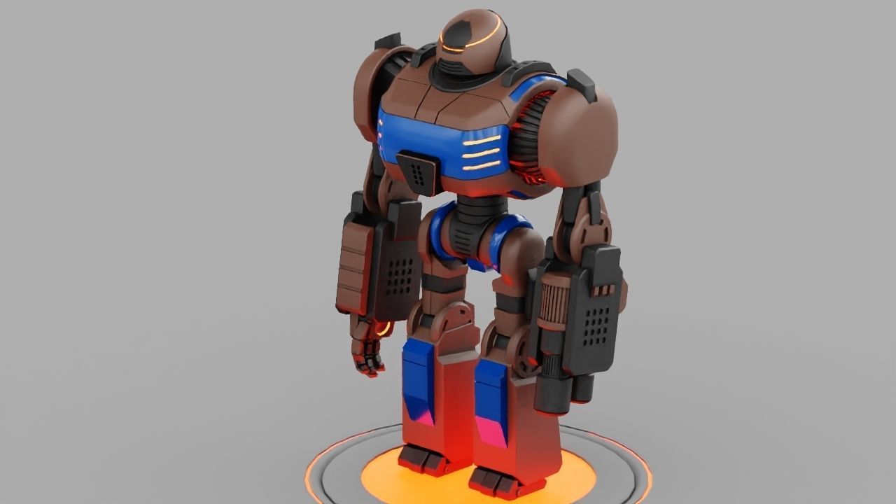Combat robot rigged - animated character 3D model_9