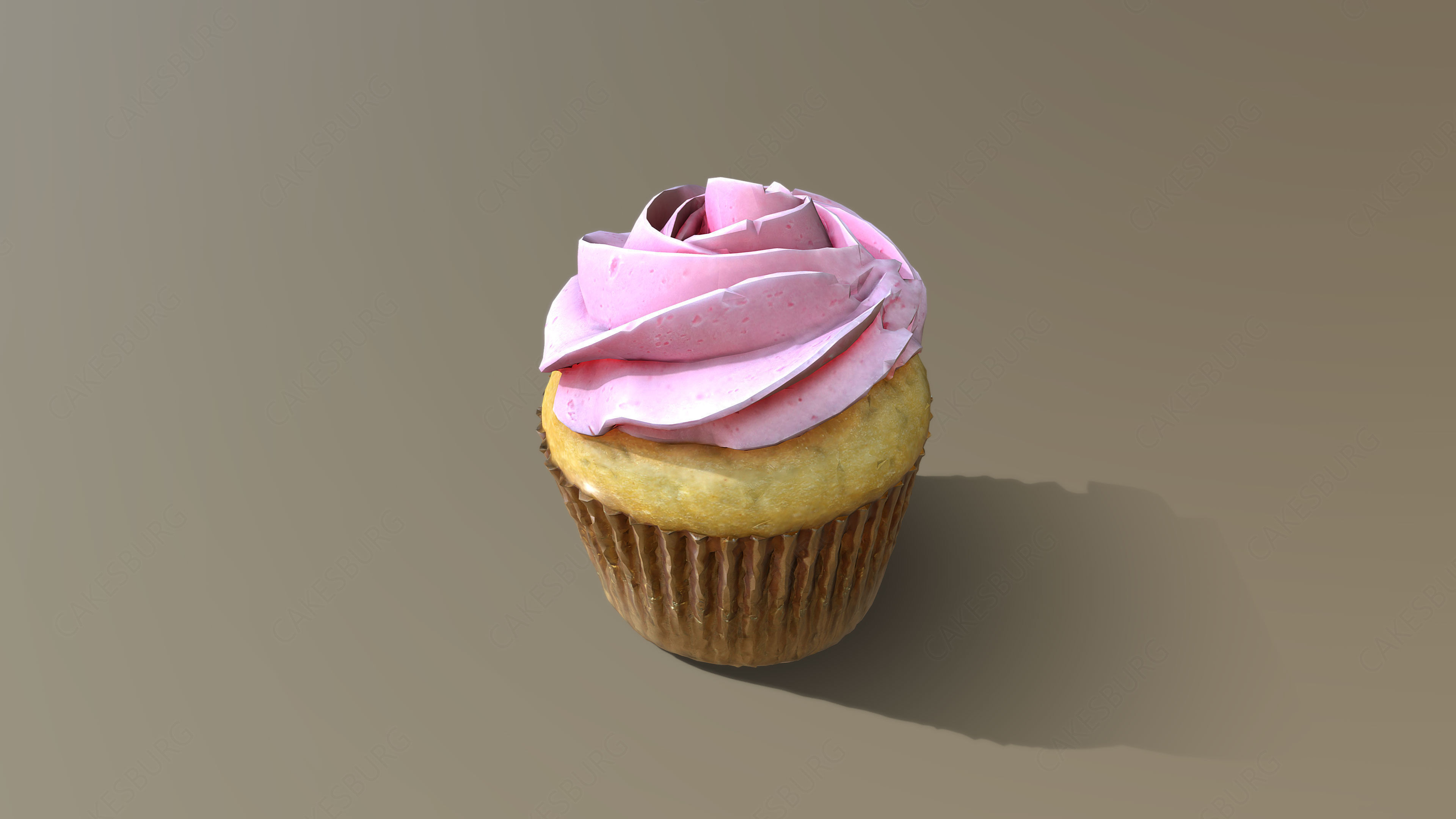 Plain Pink Vanilla Cupcake 3D model_2