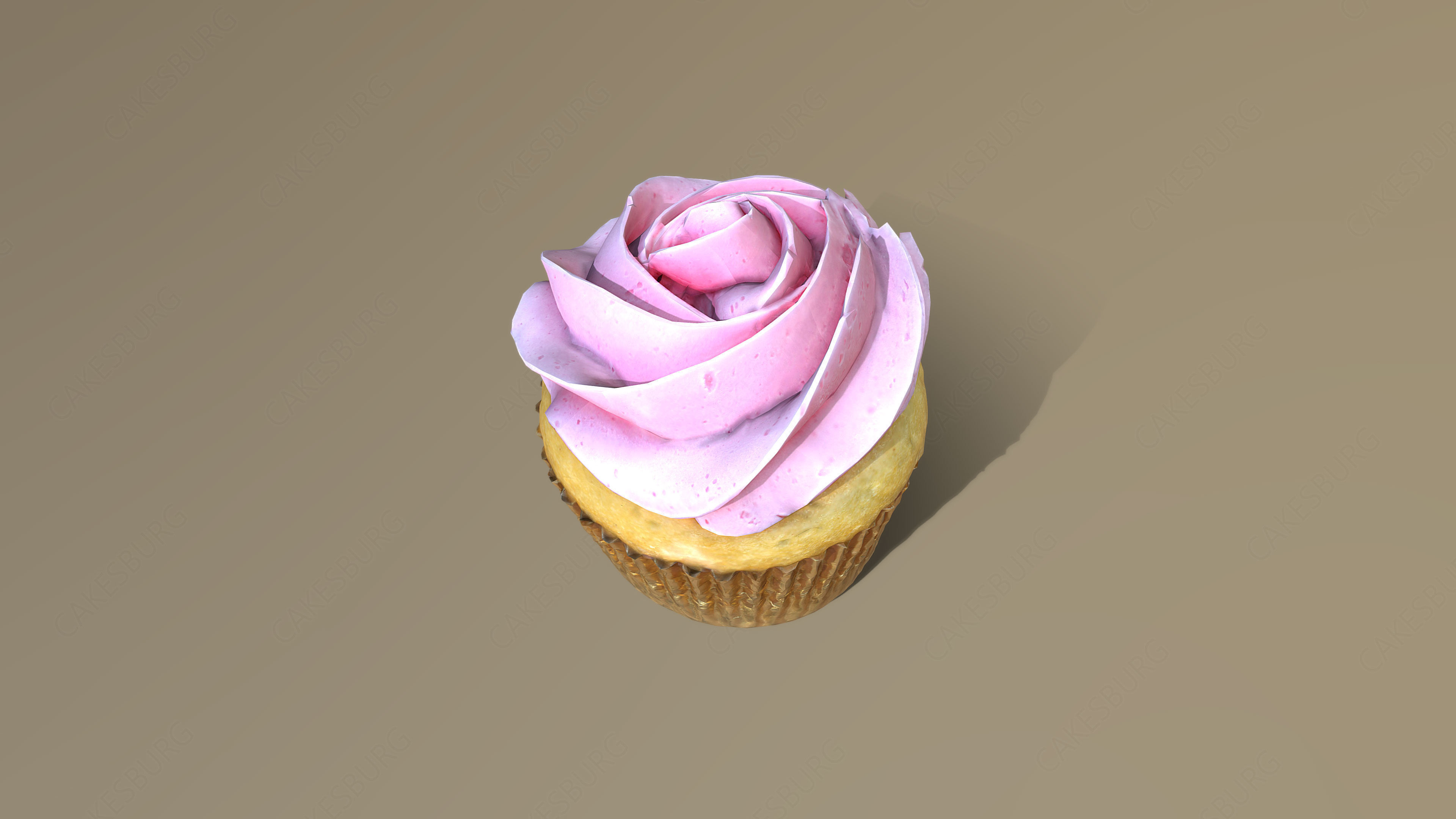 Plain Pink Vanilla Cupcake 3D model_3