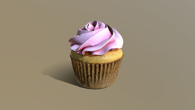 Plain Pink Vanilla Cupcake 3D model