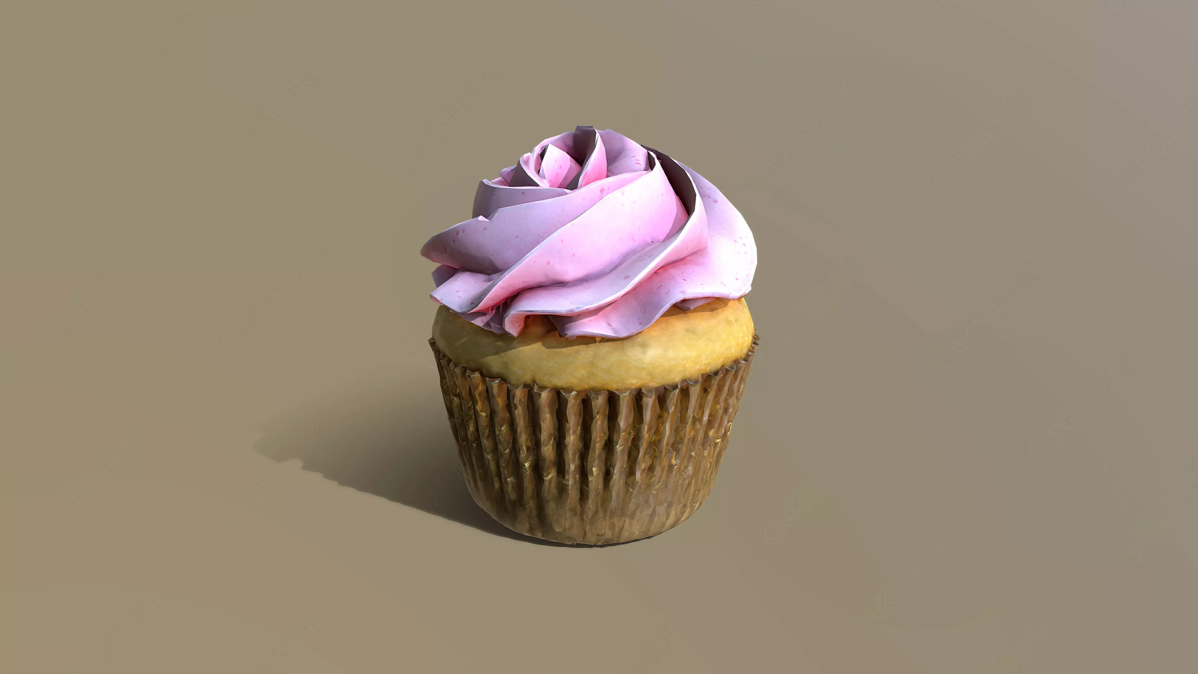 Plain Pink Vanilla Cupcake 3D model_0