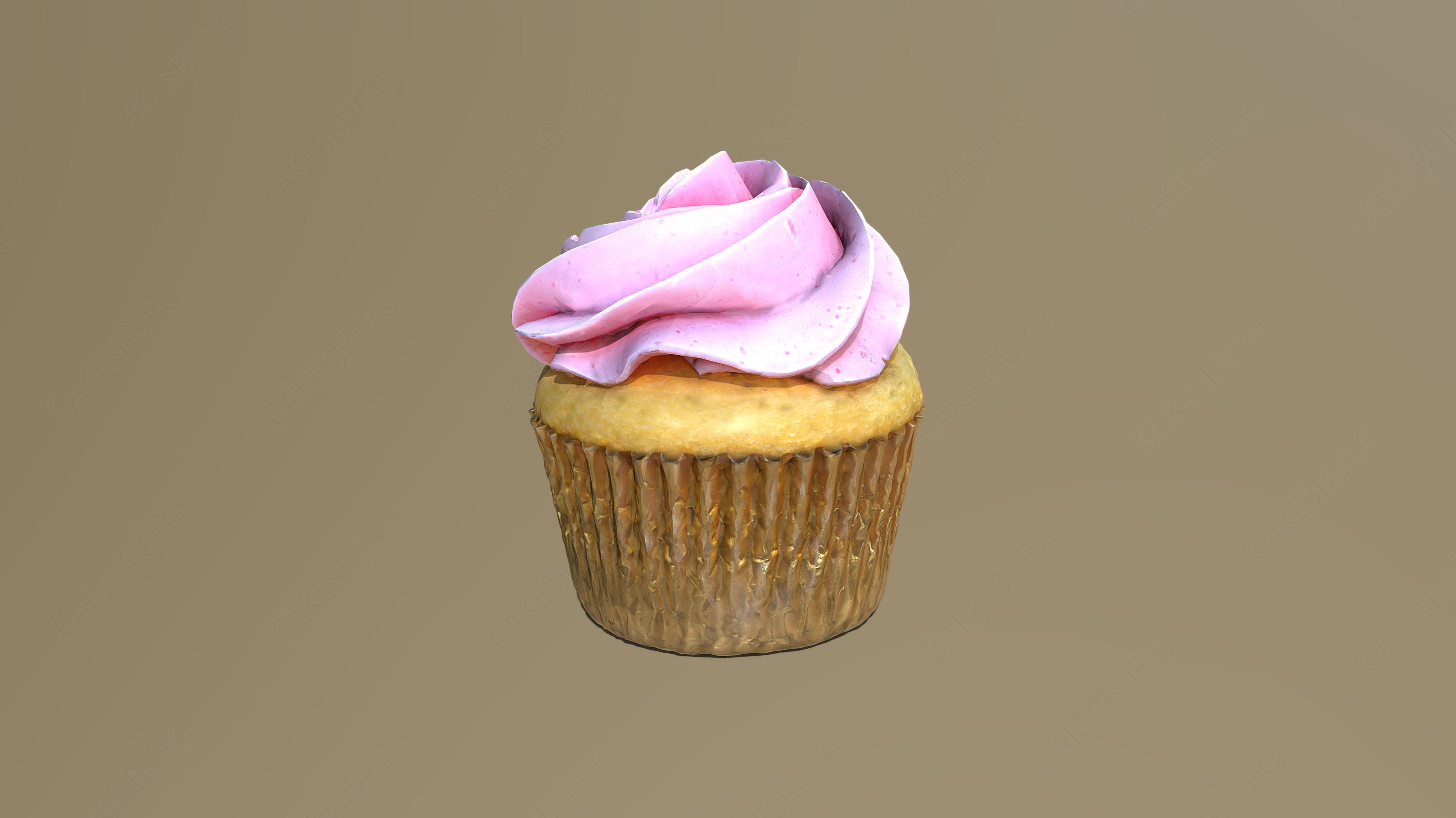 Plain Pink Vanilla Cupcake 3D model_4