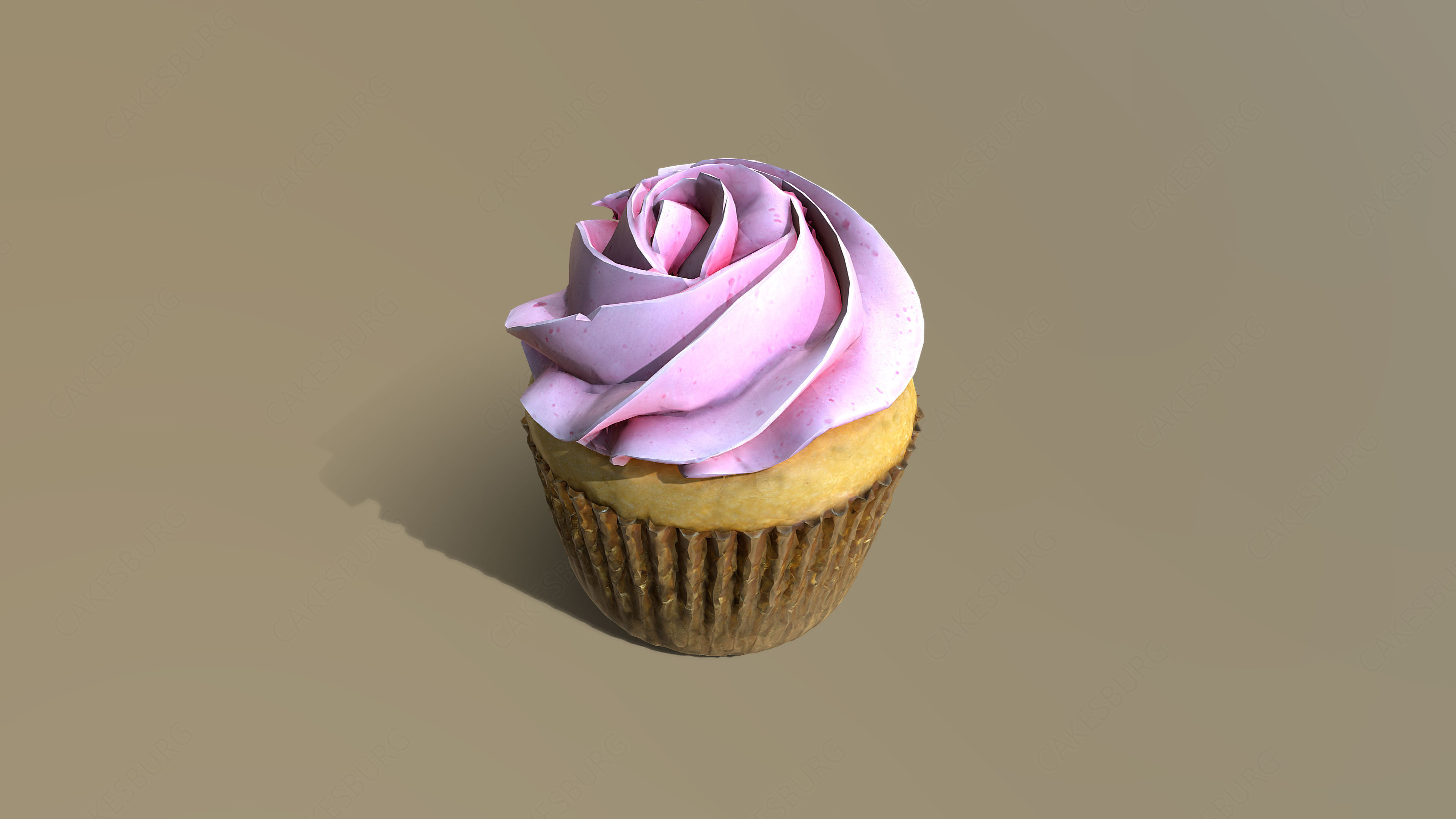 Plain Pink Vanilla Cupcake 3D model_1