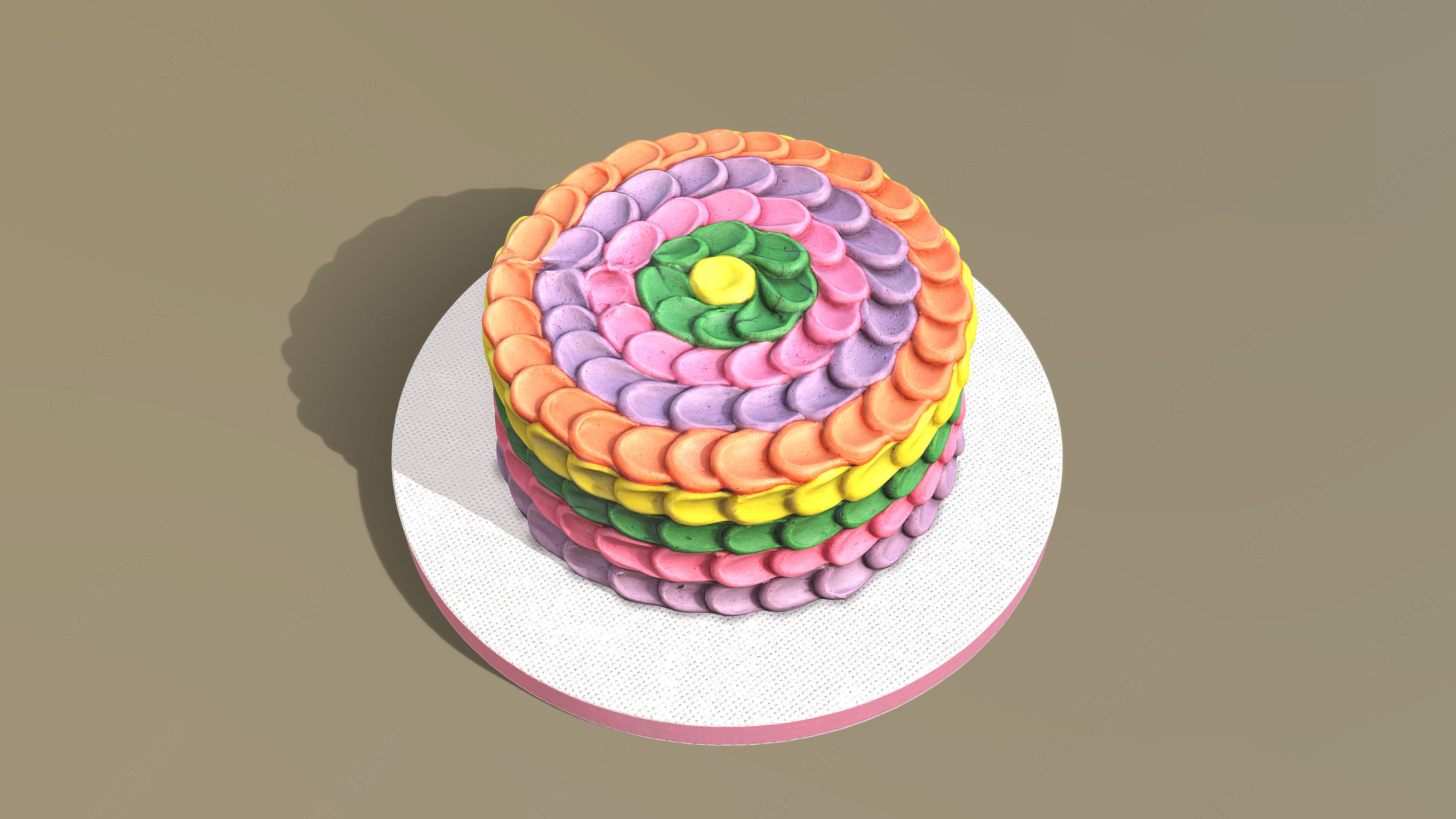 Rainbow Buttercream Cake 3D model_1