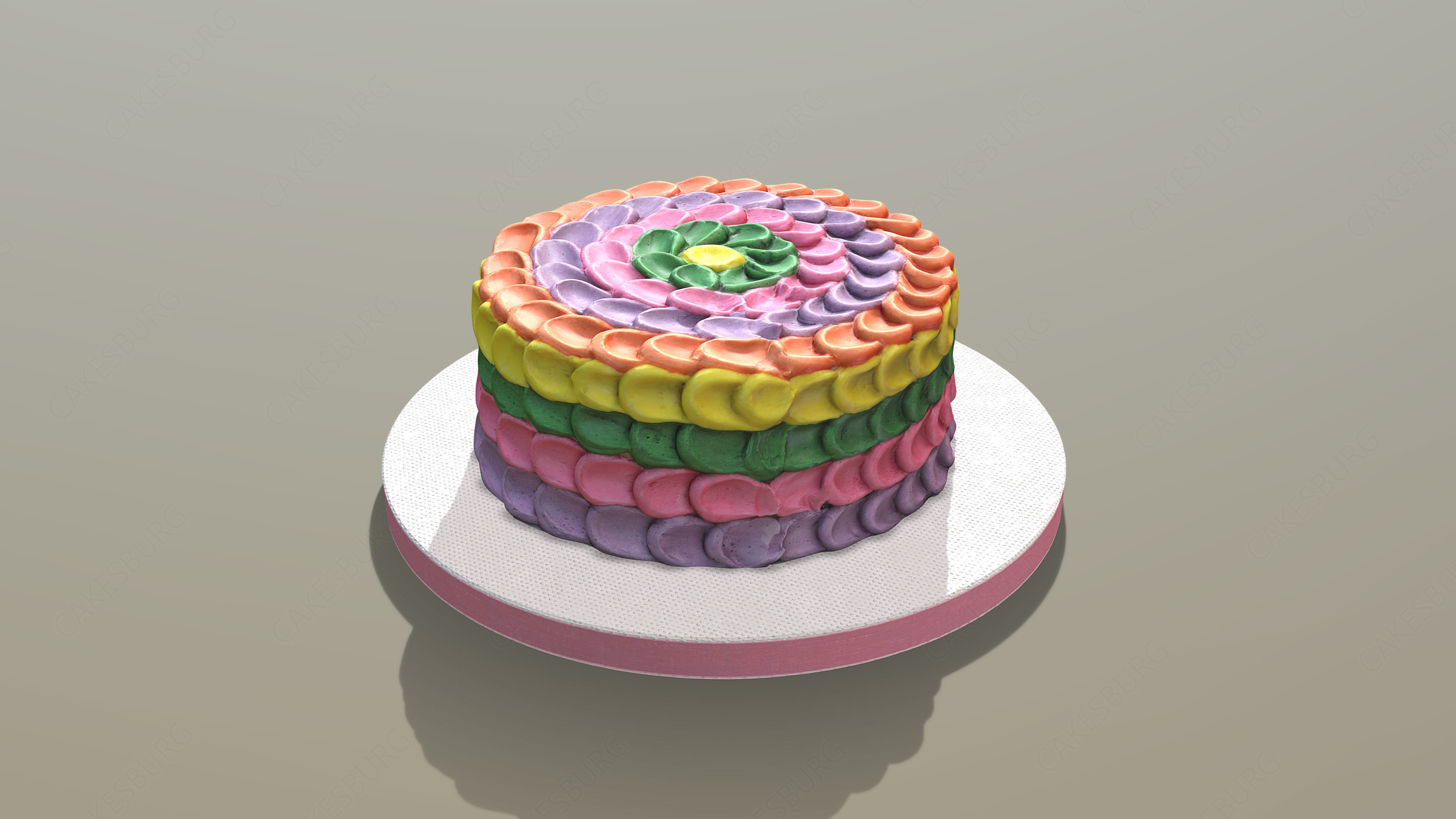 Rainbow Buttercream Cake 3D model_2